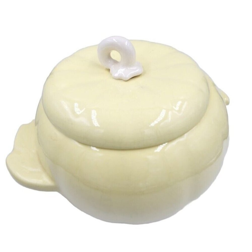Hoenig Of California Yellow MCM Art Pottery Pumpkin Bowl With Lid